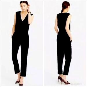 J Crew Black Drapey Oxford Jumpsuit